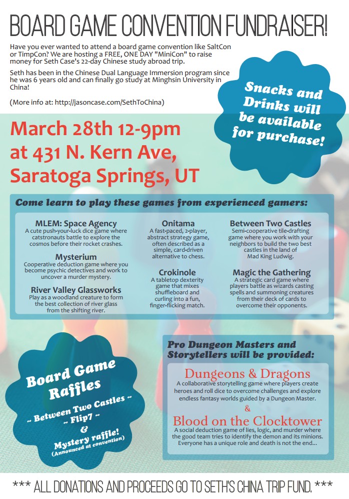 Board Game Convention Fundraiser Flyer